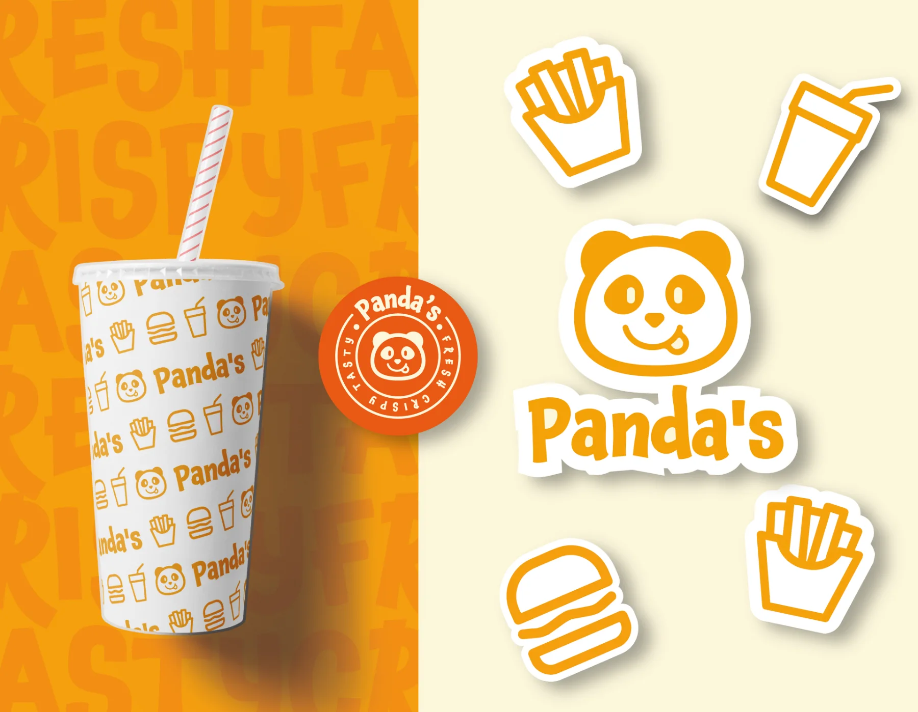 Pandas cup and sticker set