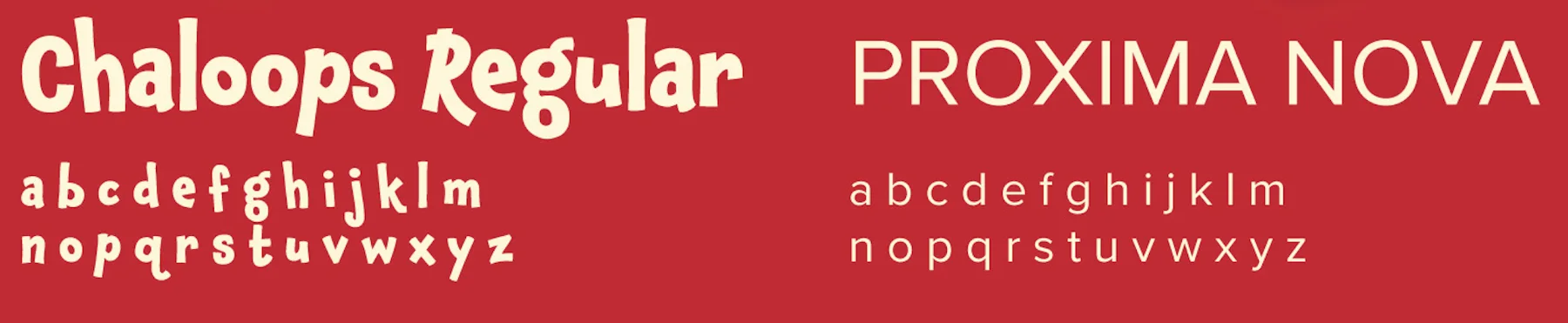 Pandas typography: Chaloops Regular and Proxima Nova