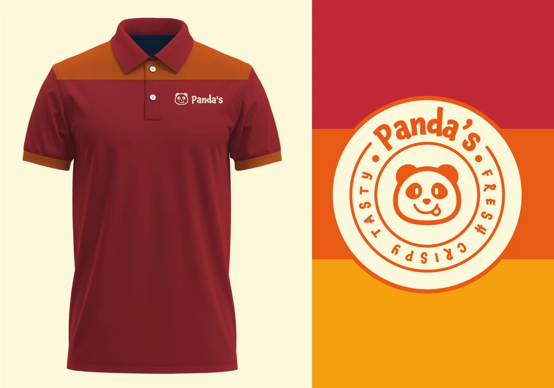 Pandas branded polo shirt and badge logo