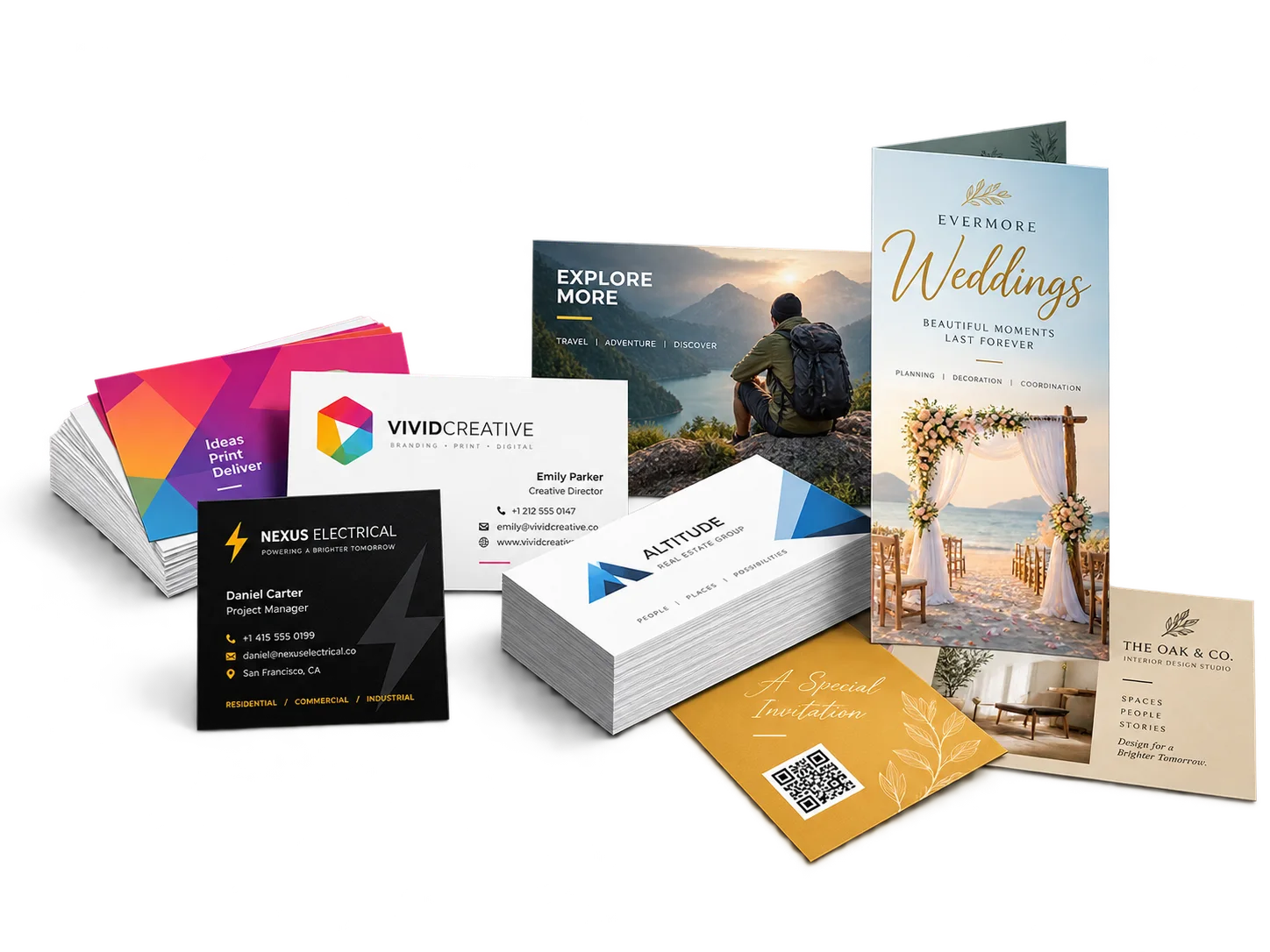 Printed brochures, flyers and business cards